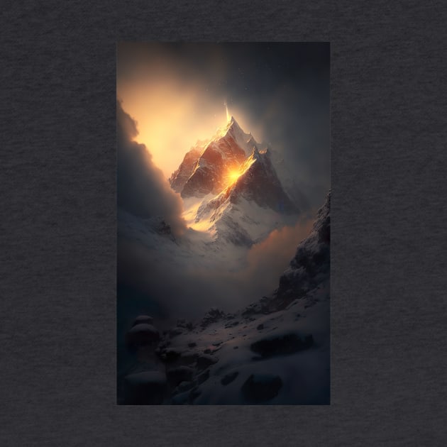 Digital Art - Annapurna mountain range during golden hour by UmagineArts